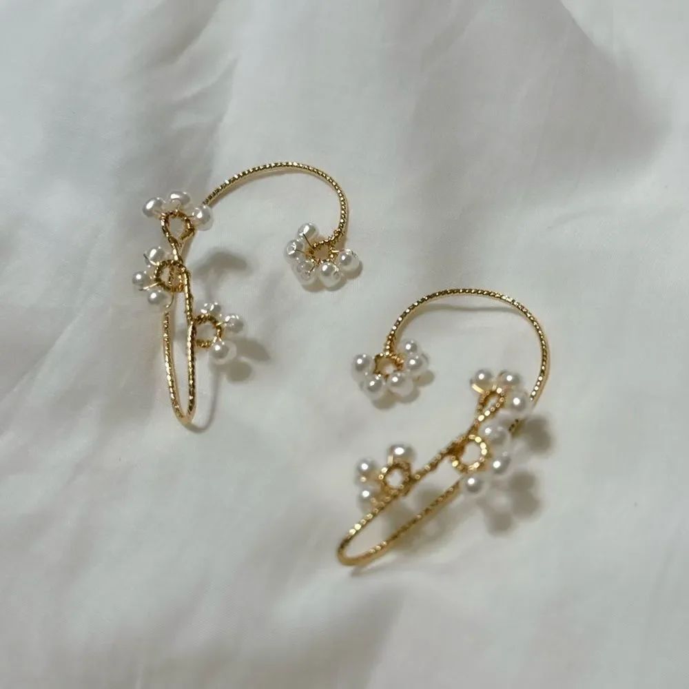 Boho pearl cuff earrings M593 - Picture 3 of 4